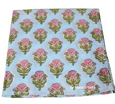 Indian Hand Block Print 100%Cotton Voile Fabric Napkins Set 12 Pcs Floral Multi