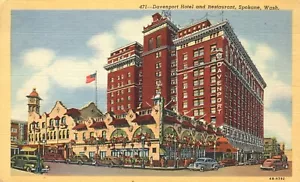 Davenport Hotel & Restaurant Spokane Washington 1944 Postkarte - Bild 1 von 2