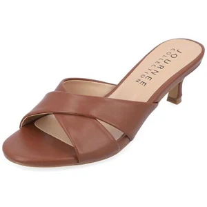 Journee Womens Berkly Kitten Heel Slip On Open Toe Dress Sandals - Picture 1 of 6