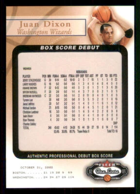 2002-03 Fleer Box Score Box Score Debuts #2 Juan Dixon /2002 - Image 1 of 2