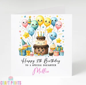 Handmade Happy Birthday Personalised Card, Girls, Daughter, Granddaughter - Picture 1 of 3