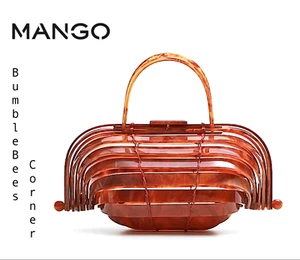 MANGO Clutch Bag MARBLED LUCITE Burnt Orange Methacrylate LTD ED Box HandBag NWT - Picture 1 of 16