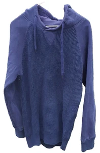PX Hoodie Herren Gr. M Waffelstruktur Pullover Dunkelblau Langarm Kordelzug - Bild 1 von 10