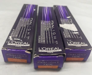 Lot of 3 - L'Oreal Dialight 7.4/7C, Demi-Permanent Hair Color, Boxes Damaged - Picture 1 of 3