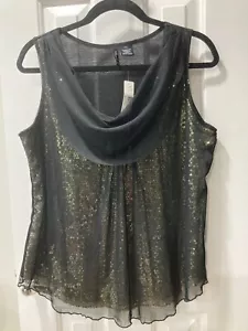 ND New Directions Women’s Sz PXL Cowl Neck Dressy Chiffon Over Sequin Top NWT - Picture 1 of 3