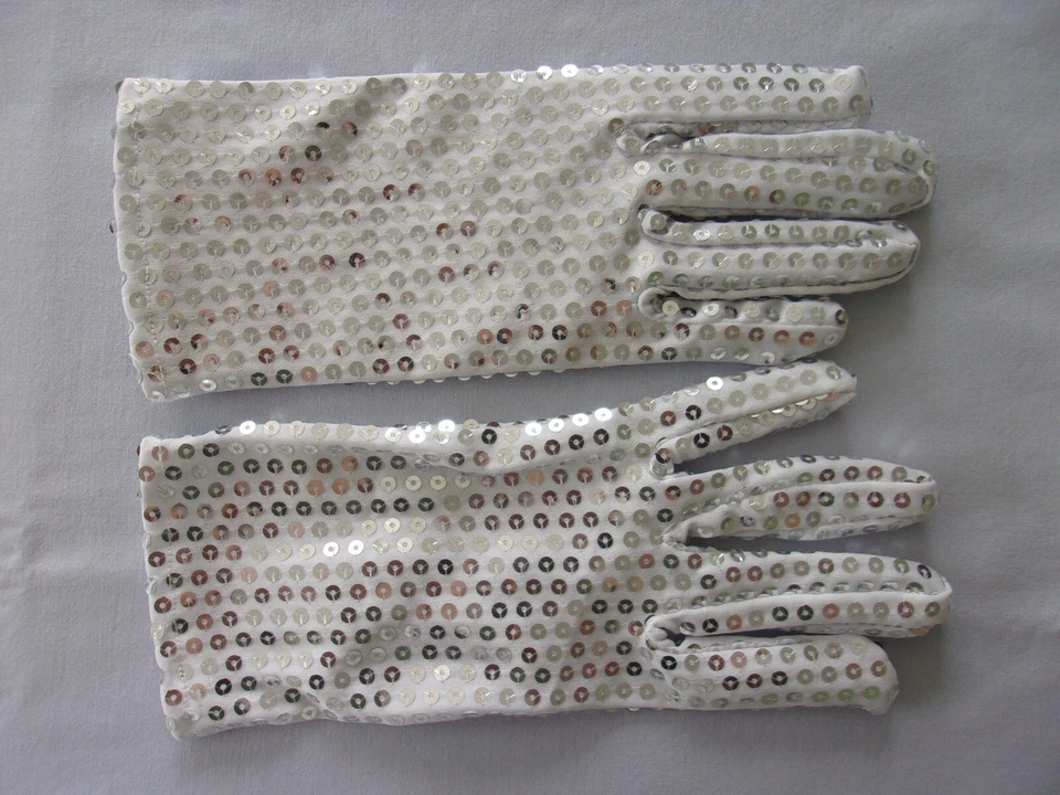 Michael Jackson Inspired Silver Sequins Back/Front Covered Gloves NWOT - Image 1 of 2