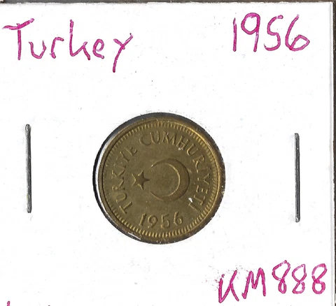 Coin Turkey 10 Kurus 1956, KM888 (super Lucky Coin, LOL), Combined shipping Cover