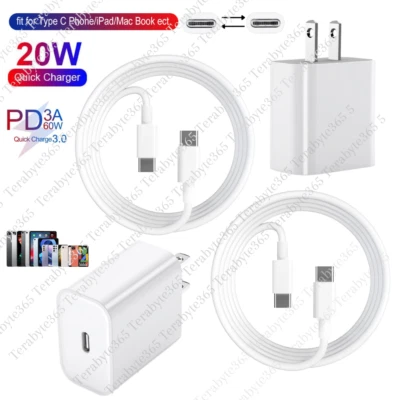 Cargador rápido USB C para Samsung S20/S10/iPad Pro 60W cable USB C a C 20W cubo PD Foto 1 de 4