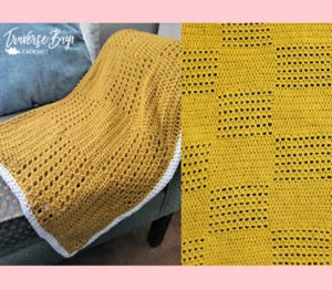 Crochet Squares Filet Baby Blanket PATTERN ONLY - Picture 1 of 5