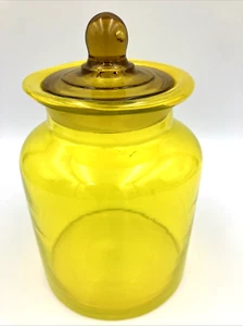 Takahashi Japan Barattolo Barattolo Vetro Soffiato a Mano Giallo Neon Farmacia con Coperchio 8,5"H - Foto 1 di 8