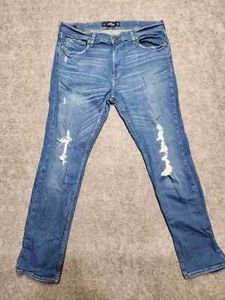 Hollister Mens Jeans Super Skinny Distressed Tapered Leg Stretch 30W 28L - Picture 1 of 10