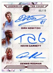 Dirk Nowitzki/Kevin Garnett/Dennis Rodman 2024 Topps Motif Triple Auto 06/10 HOF - Picture 1 of 2