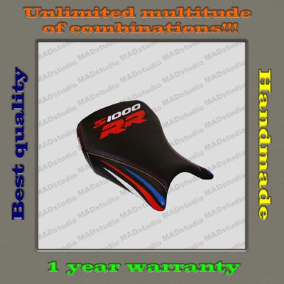 Capa de assento dianteiro design personalizado BMW S1000RR 12-14 preto+vermelho-azul-branco_tiras 001 - Imagem 1 de 4