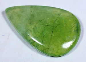 77 CT NATURAL TRANSLUCENT GREEN PREHNITE PEAR CABOCHON GEMSTONE FH-360 - Picture 1 of 5