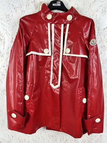 Giacca antipioggia vintage Moncler vaniglia vinile con bottoni taglia 0 (S) rosso