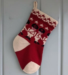 Tungey Lana Vintage Navidad Medias Tejidas Rústico Primitivo Juguete Soldados Estrellas - Imagen 1 de 4