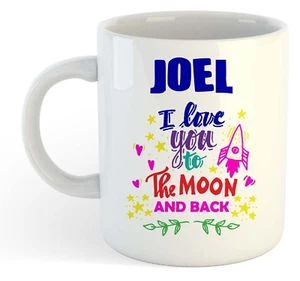 Joel - I Love You To The Moon And Back Mug Blue - Funny Named Valentine Mug - Picture 1 of 1