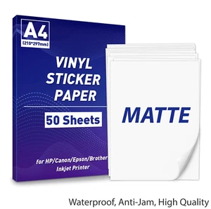 Pegatina adhesiva de vinilo A4 papel impermeable PVC MATE MATE solo para inyección de tinta Cricut - Imagen 1 de 11