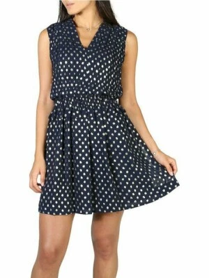 Nuevo Vestido Emporio Armani Mini Todo el Día Sin Mangas Azul Marino Dorado UE 42 Precio de venta sugerido por el fabricante $695 Foto 1 de 4