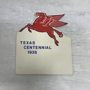 1936 Red Pegasus Mobil TX Easel Back Cardboard Display Sign Never Used - Picture 1 of 5