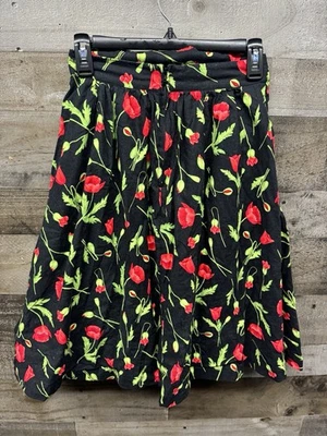 Bea & Dot by ModCloth Black Red Floral Skirt Size Small Pin Up Retro Swing Flare - Image 1 of 4