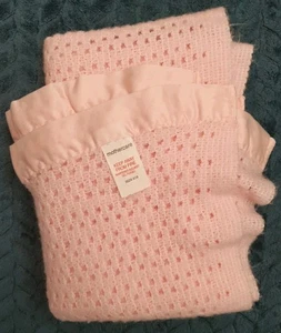 Mothercare Pink Vintage Pram Blanket Cellular Acrylic 3529919 Made UK - Picture 1 of 5