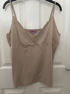 Monsoon Beige Strappy Camisole Vest Stretchy Sequinned Summer Top Size 18 - Picture 1 of 3