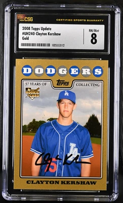 2008 Topps Update CLAYTON KERSHAW GOLD Rookie RC #UH240 CGC 8 NM-MINT Dodgers - Image 1 of 2
