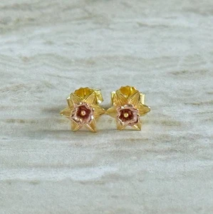 Sterling Silver Gold Vermeil Celtic Welsh Daffodil Stud Earrings - Picture 1 of 3