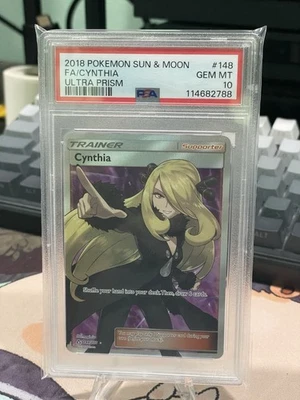2018 Pokemon Sun & Moon  Ultra Prism #148 Cynthia FA PSA 10 GEM MINT - Image 1 of 2