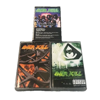 Overkill Lot Of 3 Taking Over I Hear Black W.F.O. Cassette Tapes THRASH Metal Foto 1 de 4