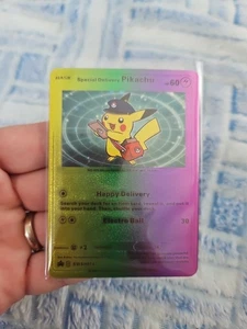 Special Delivery Pikachu Rainbow Foil Fan Art Vinyl Textured Collector Pokemon - Bild 1 von 2