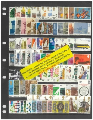 Gran Bretaña 1974-80 49 juegos conmemorativos 182 estampillas y 3 hojas MUH #477 Foto 1 de 3