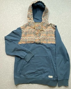 Vintage Dravus Multicolor Hoodie Mens Sz M Aztec Pattern Pullover Pockets Button - Picture 1 of 7