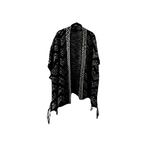 NEXT Sz XL Black Ivory,Heavy Knit,Open,Sleeveless,Oversize Cardigan + Fringing - Picture 1 of 13