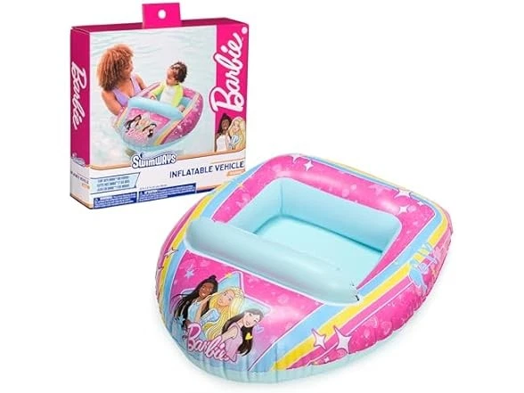 SwimWays Barbie Inflatable Water Boat Vehicle