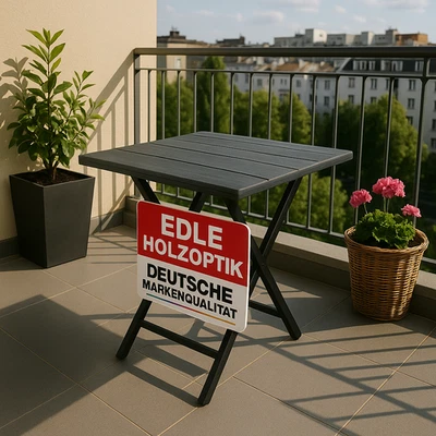  Balkontisch Gartentisch klappbar schwarz Kunststoff Klapptisch Balkon Möbel - Bild 1 von 4