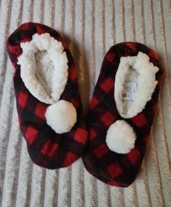 Zapatillas de Navidad a Cuadros Talla Única Mujeres Juniors Adolescentes Rojo Negro Maurices Grips - Imagen 1 de 3