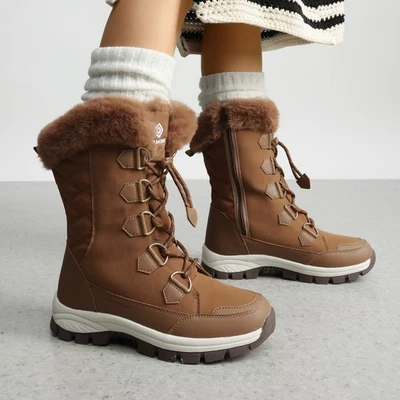 Women Outdoor Snow Boots Warm Fleece Lined Waterproof Mid Calf Winter Boots - Image 1 of 4