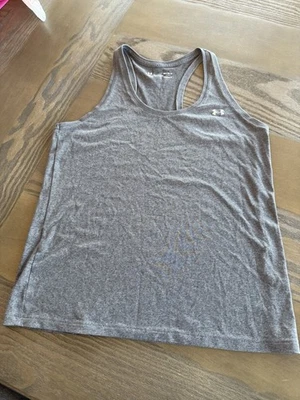 Camiseta sin mangas Under Armour suelta Heat Gear gris espalda de corredor para mujer talla M Foto 1 de 3