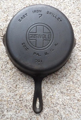 Old Griswold Cast Iron #7 Skillet Large Logo Clean - Image 1 of 4