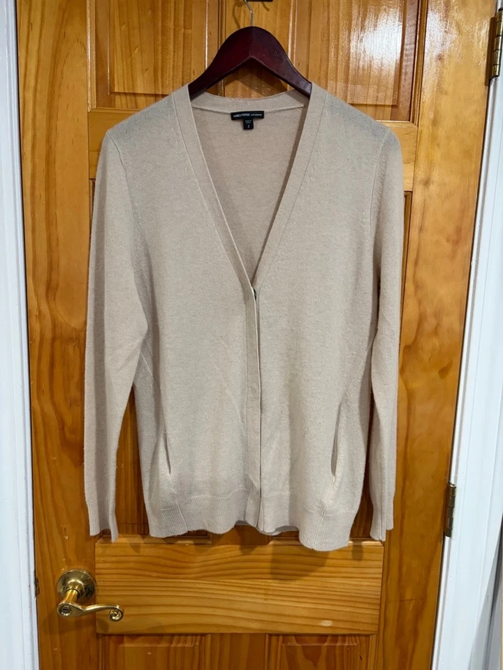 Cárdigan suéter James Perse cachemir talla 2 beige frente abierto tejido de lujo Foto 1 de 4