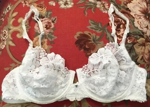 VTG Victorias Secret Beautiful White Stretch Lace Y2K Unlined Bra 36B - Picture 1 of 7