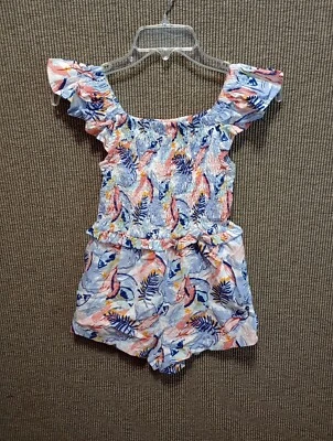 Girls Vince Camuto Size 12 Sleeveless Linen Romper Floral Pattern - Image 1 of 4