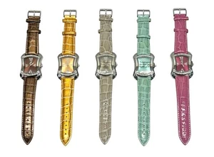 5 BURGI Rhinestone Stainless Croc Emboss Leather Quartz Wrist Watch BTV011 - LOT - Picture 1 of 21