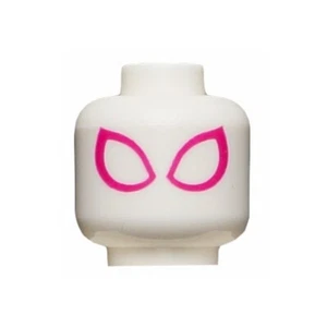 LEGO - Minifig, Head Large Magenta Eye Outlines Pattern - White - Picture 1 of 1