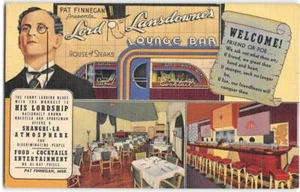 Wrestler LORD LANSDOWNE'S Bar, Dayton, Ohio Springfield '40s Rare Vintage Linen - Picture 1 of 2