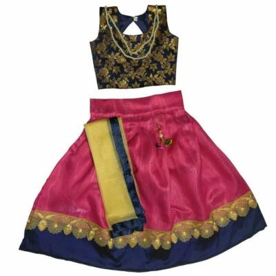 Lehenga Choli magenta listo para usar, Lehenga étnico para niños, ropa festiva para niños Lehenga Foto 1 de 2