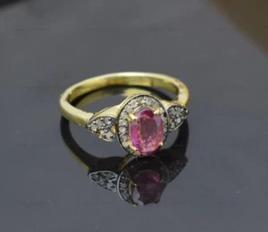 Stackable Anniversary Ring 925 Sterling Silver Natural Ruby Oval - Picture 1 of 11