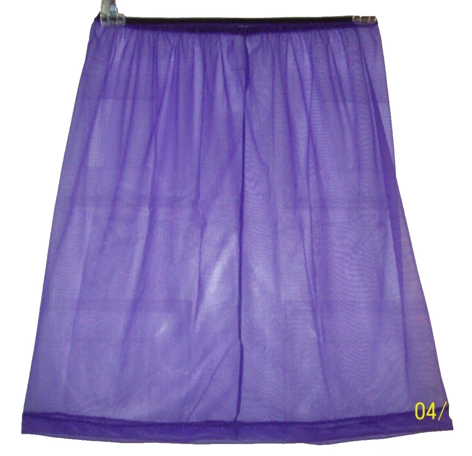 PURPLE SHEER NYLON * 15 Denier HALF SLIP  * 28 - 38" Waist * Length 19" ** - Image 1 of 1